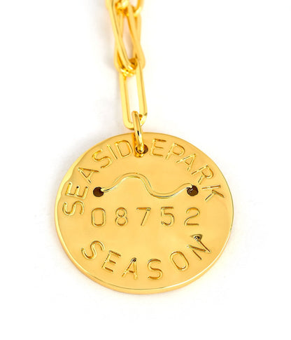 Beach Tag Charm Necklace – 18k Gold Plated