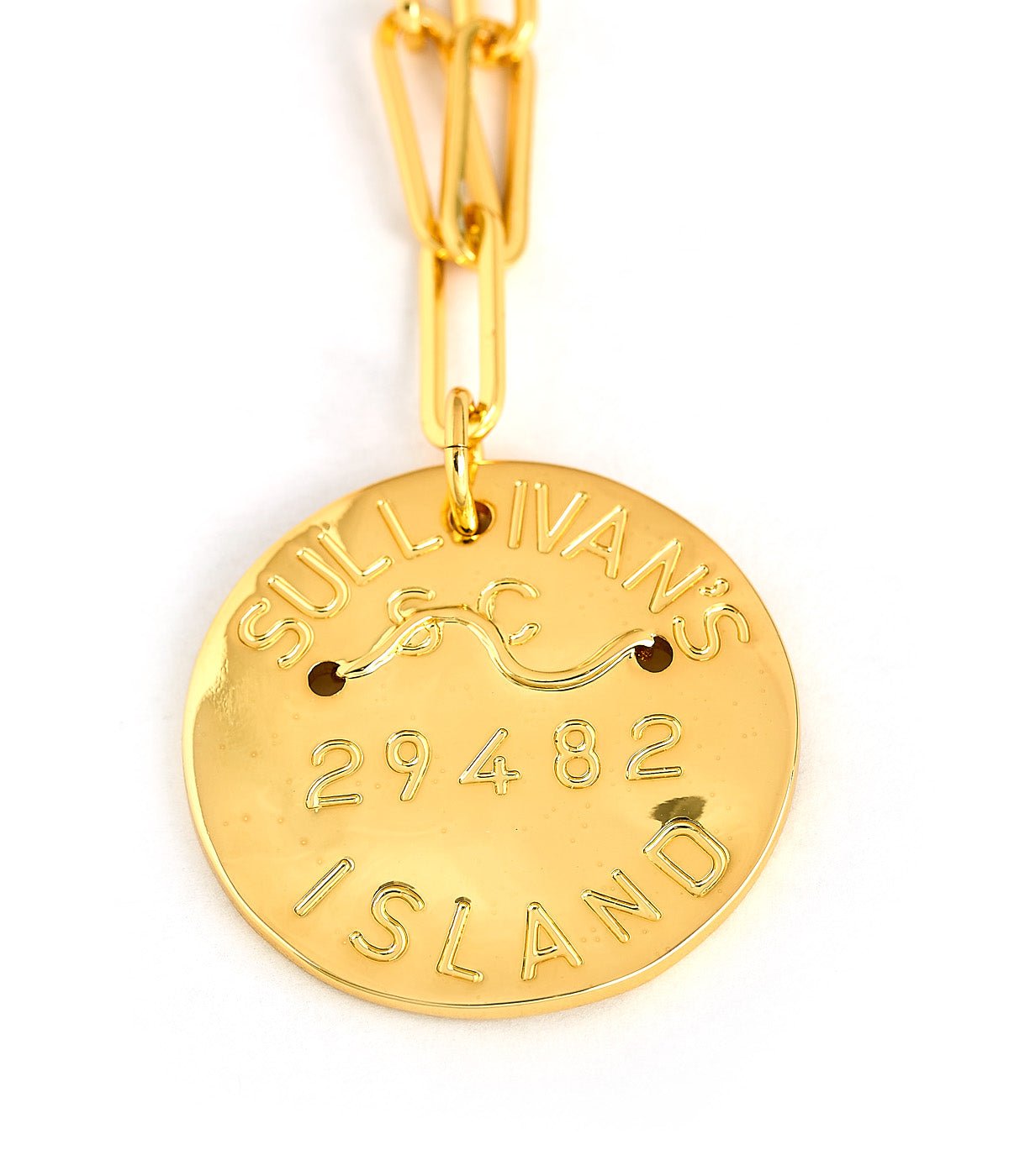 Beach Tag Charm Necklace – 18k Gold Plated