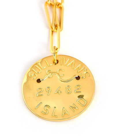 Beach Tag Charm Necklace – 18k Gold Plated