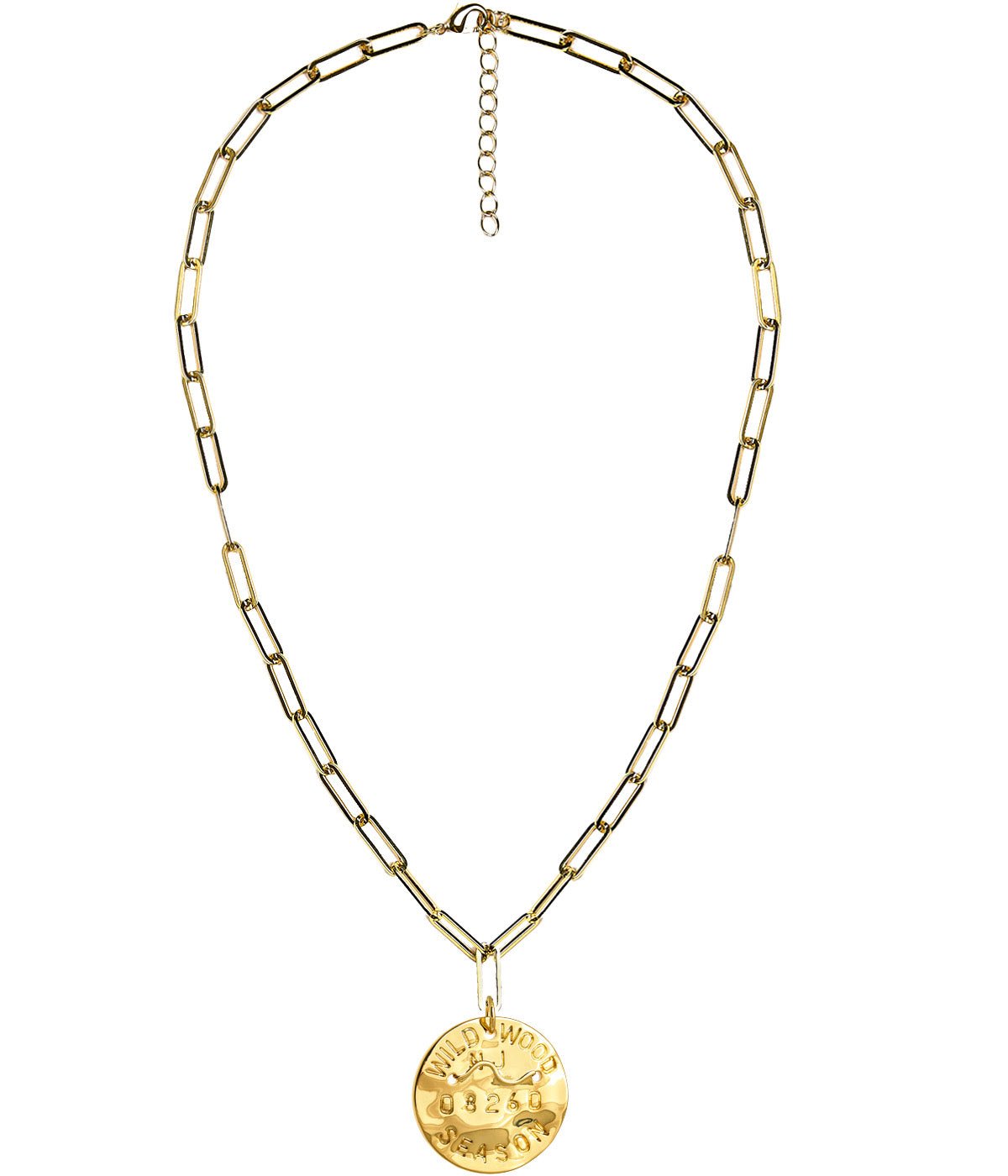 Beach Tag Charm Necklace – 18k Gold Plated