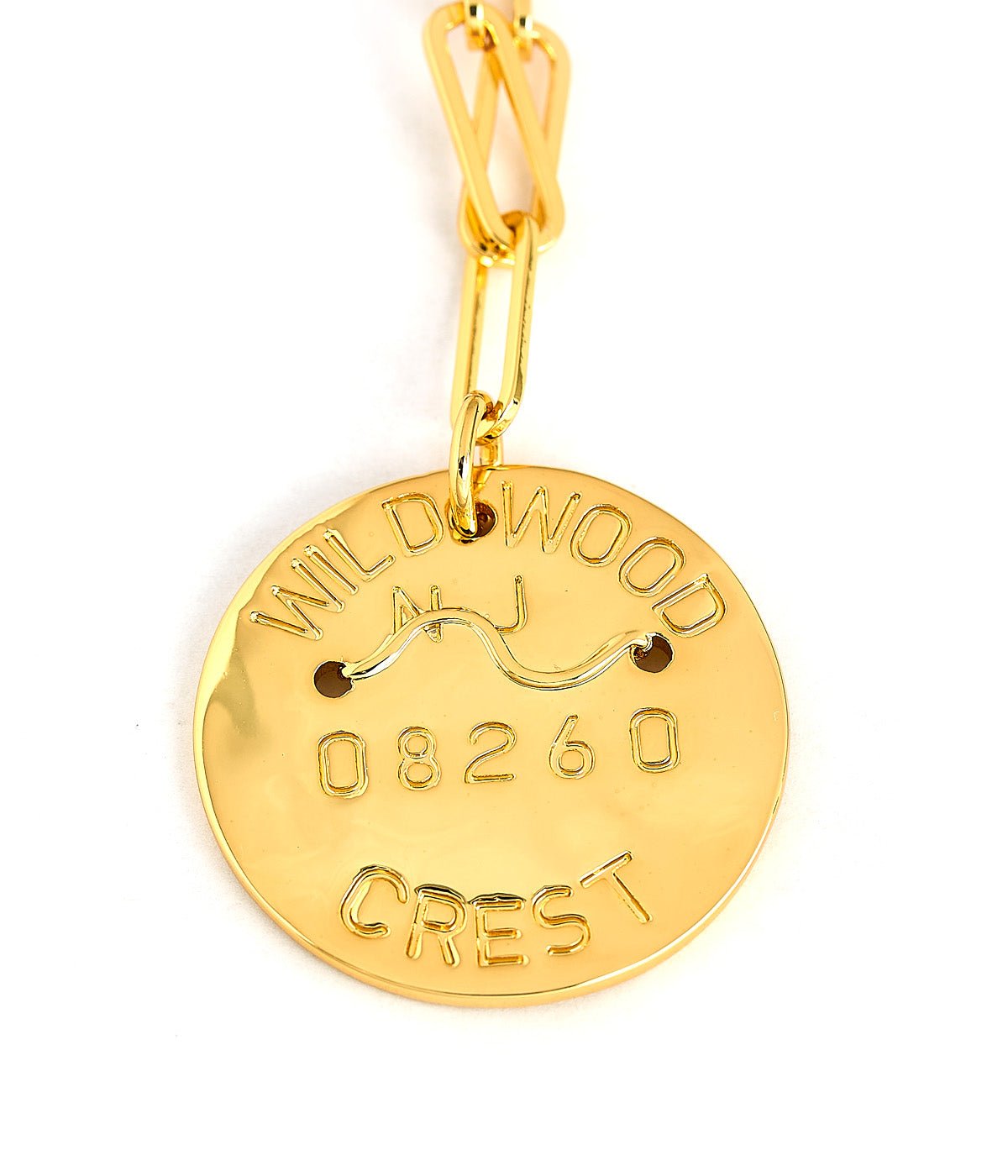Beach Tag Charm Necklace – 18k Gold Plated