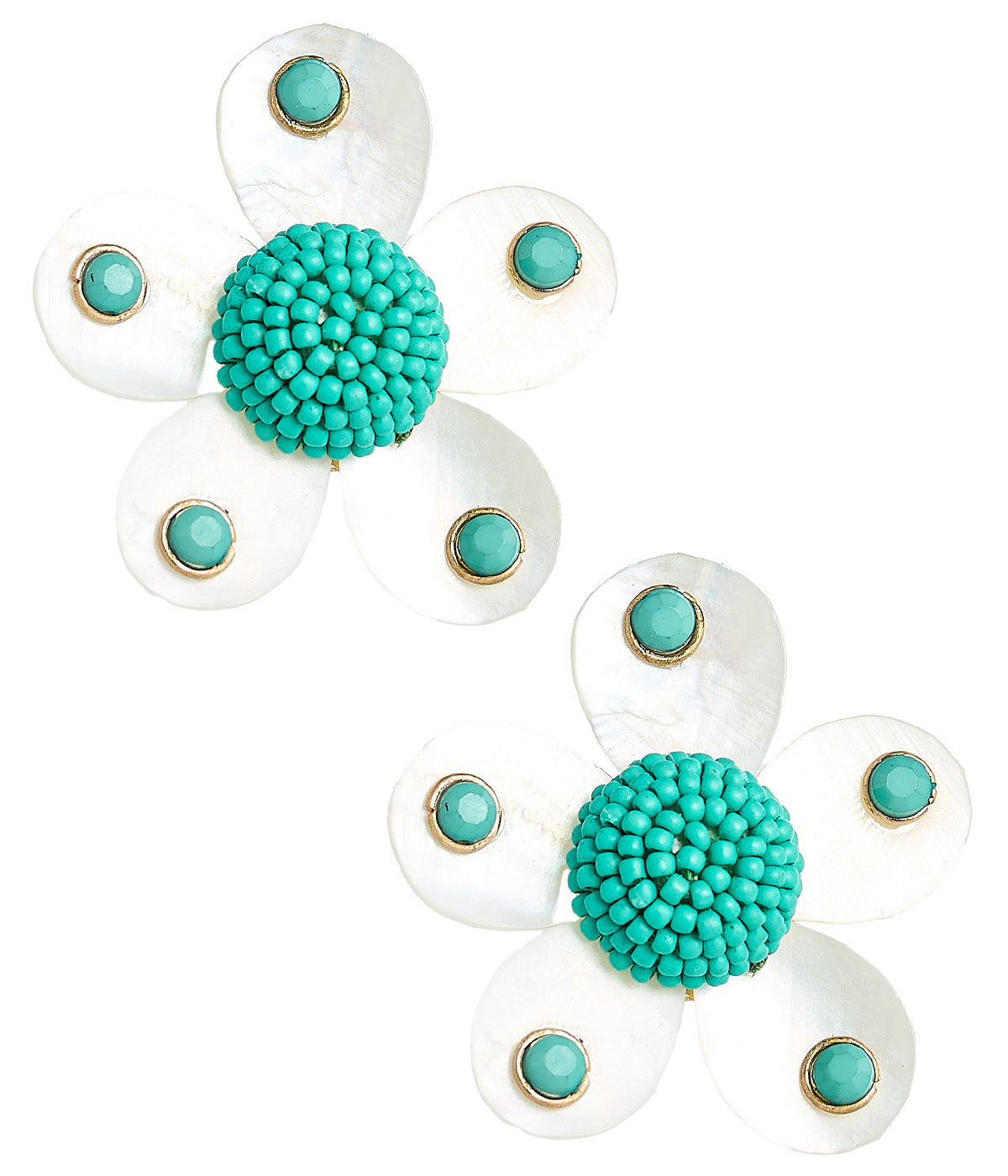 Greer - Mother Of Pearl Stud Flower Earrings