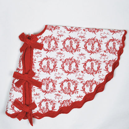 Holiday Toile Red Quilted Tree Skirt