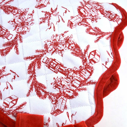 Holiday Toile Red Quilted Tree Skirt