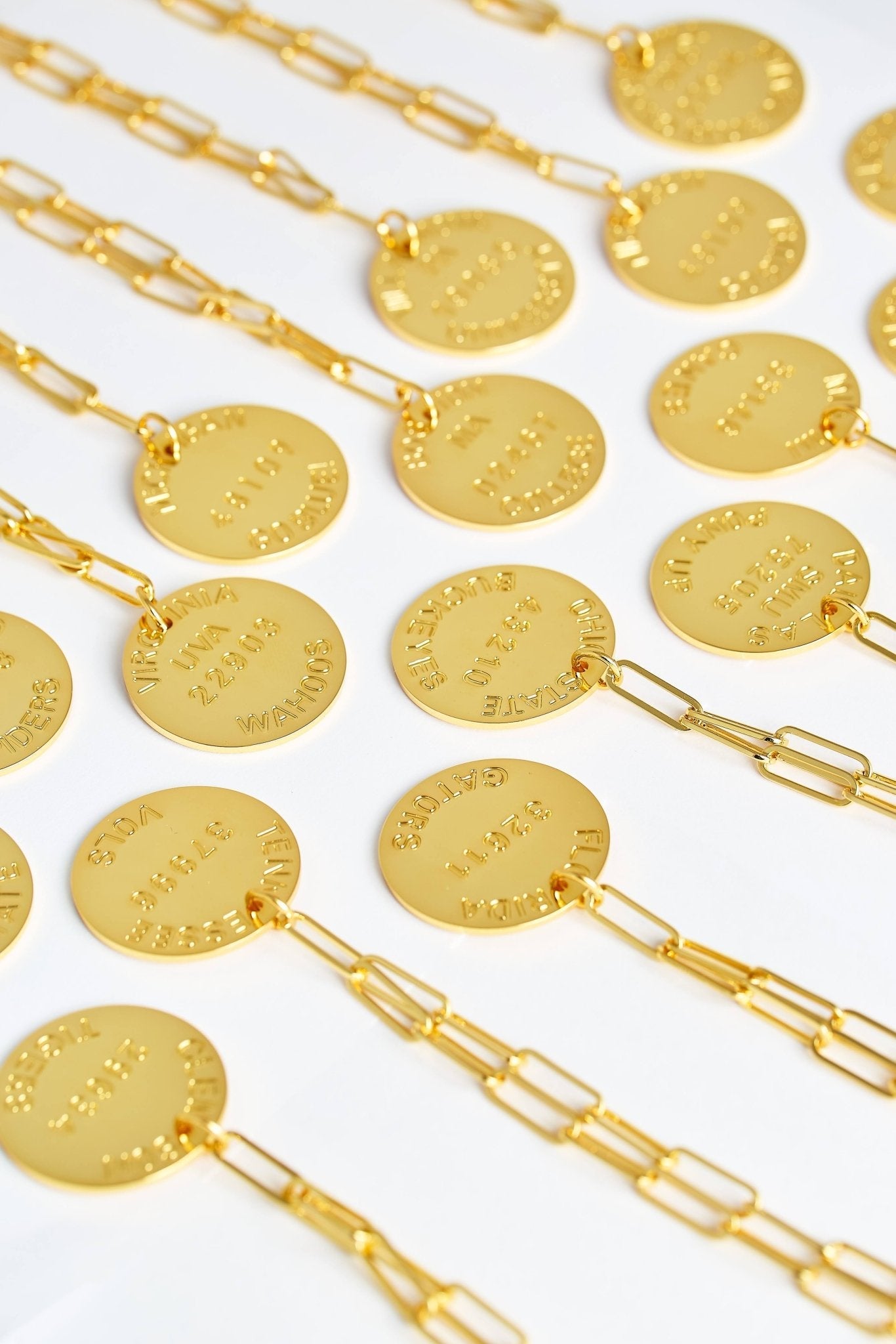 College Tag Charm Necklace - 18k Gold Plated Paper Clip Chain