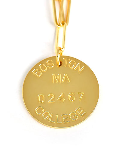 College Tag Charm Necklace - 18k Gold Plated Paper Clip Chain