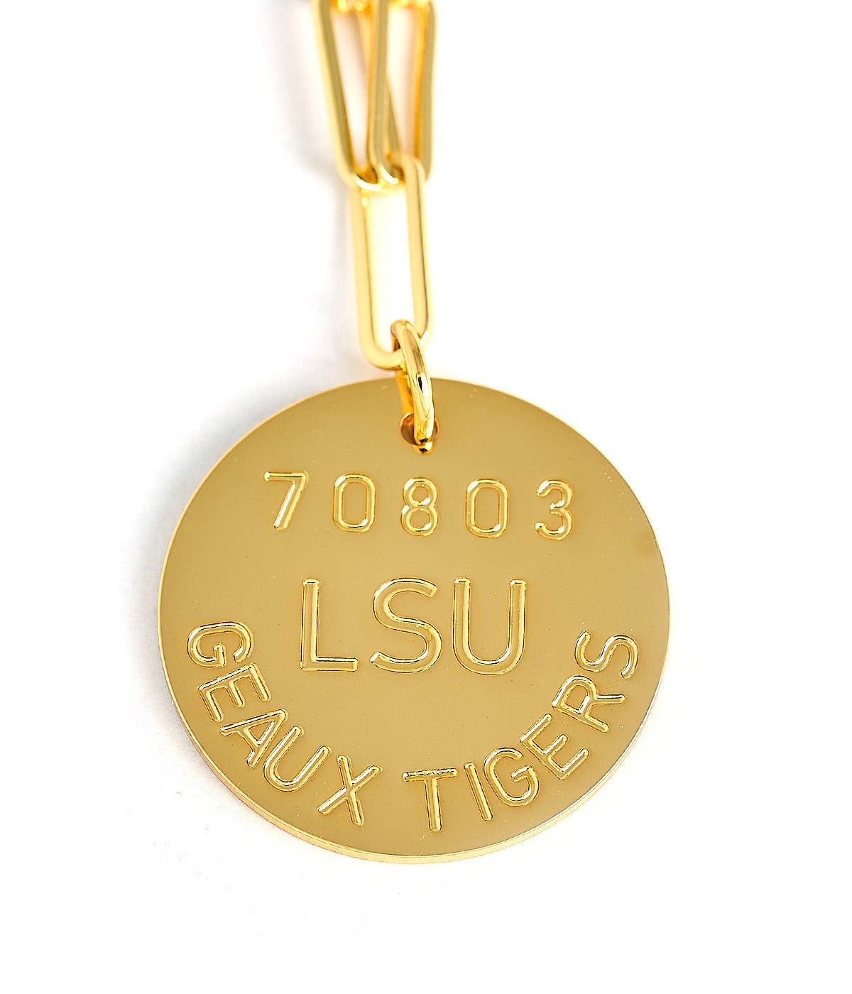 College Tag Charm Necklace - 18k Gold Plated Paper Clip Chain