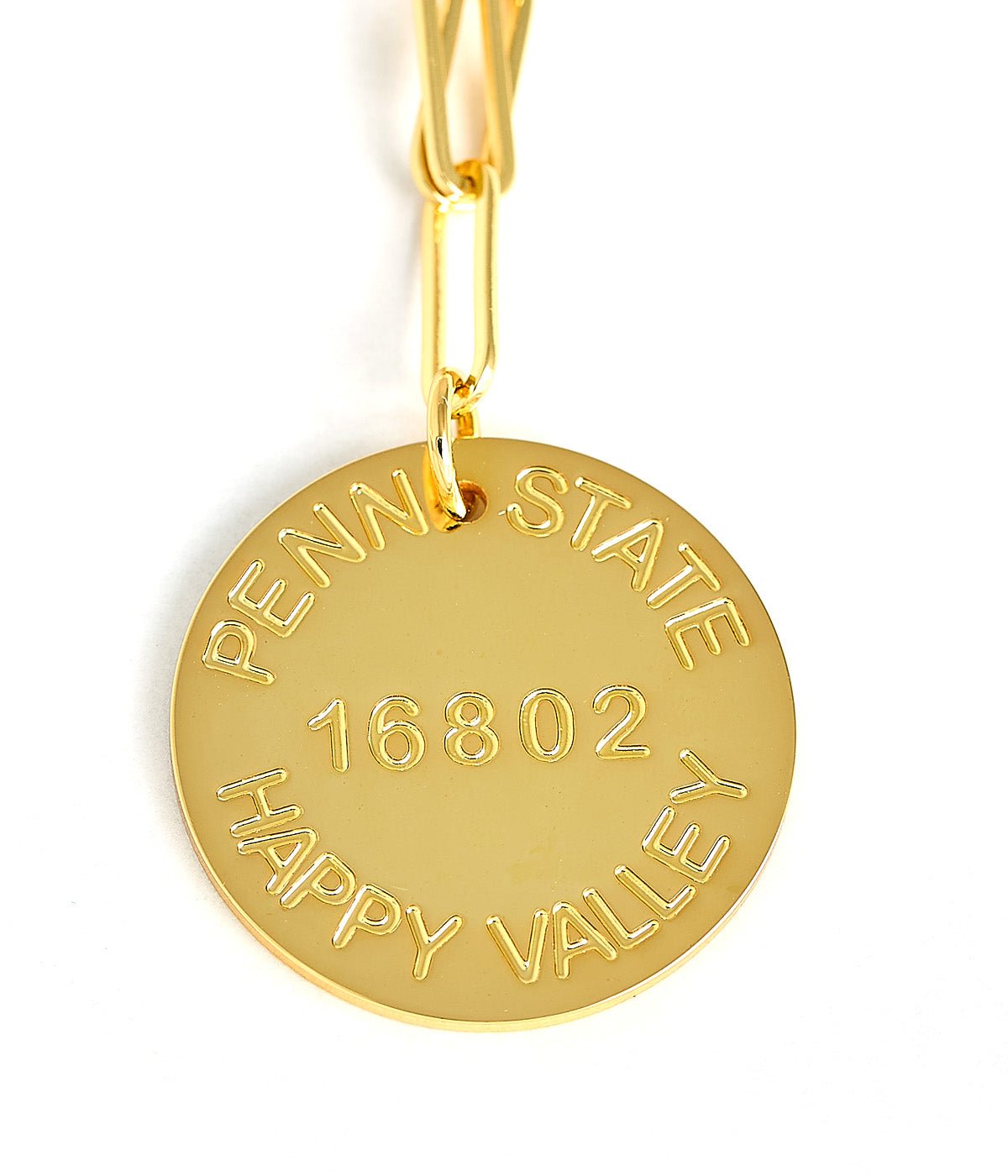 College Tag Charm Necklace - 18k Gold Plated Paper Clip Chain