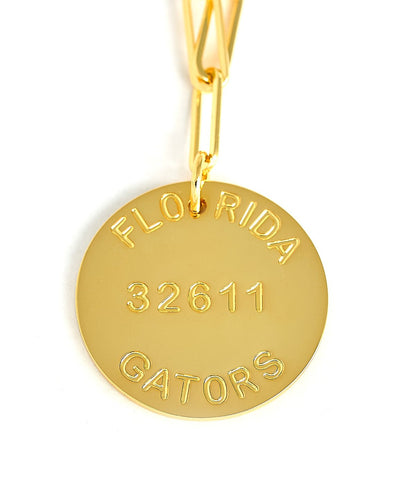 College Tag Charm Necklace - 18k Gold Plated Paper Clip Chain
