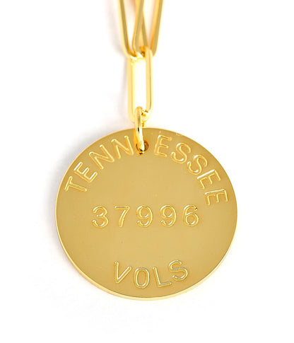 College Tag Charm Necklace - 18k Gold Plated Paper Clip Chain