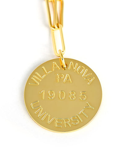 College Tag Charm Necklace - 18k Gold Plated Paper Clip Chain