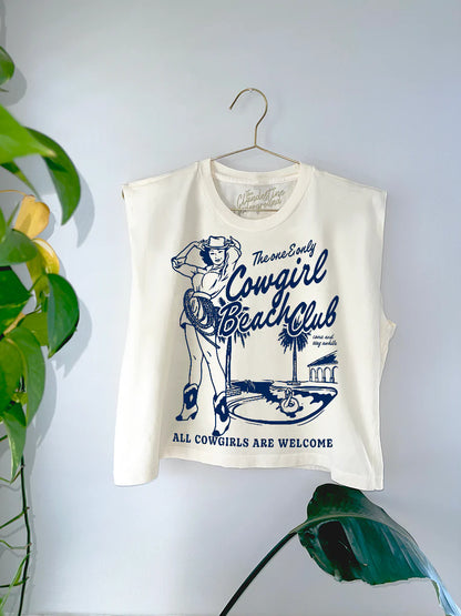Cowgirl Beach Club Muscle Tank-cream