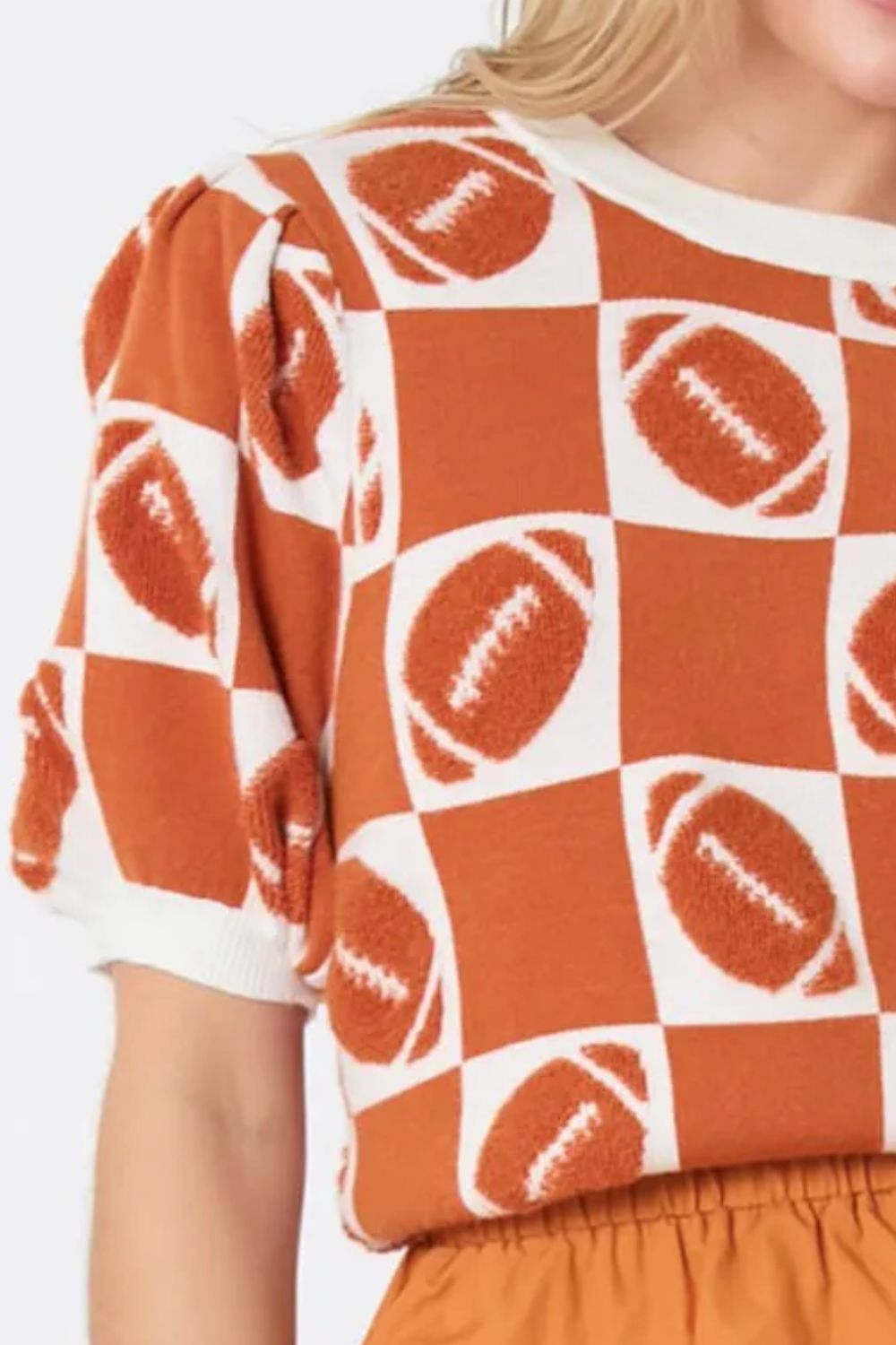 Football Round Neck Short Sleeve Sweater PREOrder