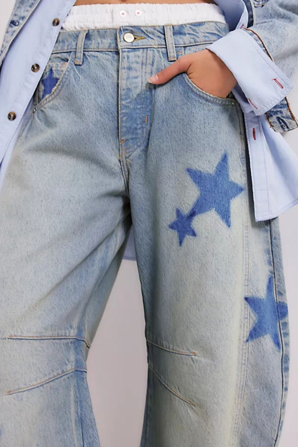 Contrast Star Wide Leg Jeans PREORDER