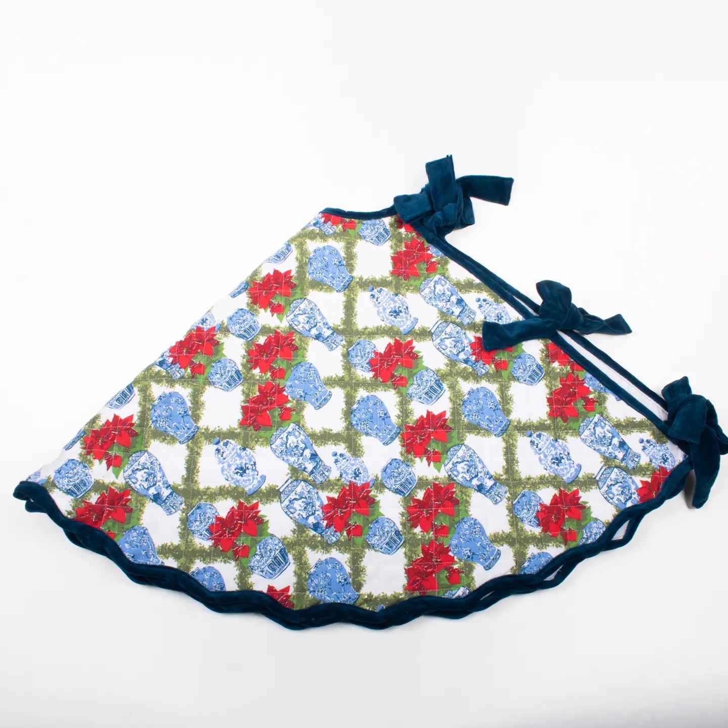 Poinsettias Quilted Tree Skirt