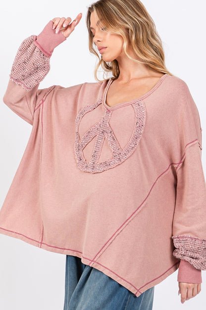 Peace Sign Mineral Wash Terry Top