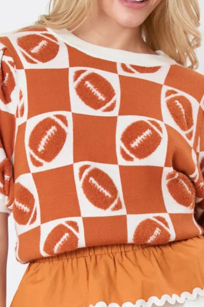 Football Round Neck Short Sleeve Sweater PREOrder