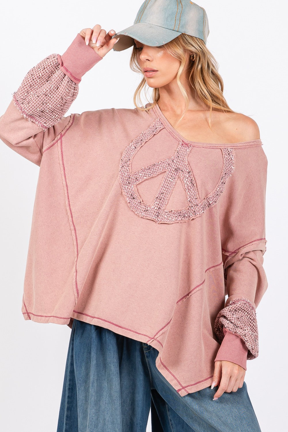 Peace Sign Mineral Wash Terry Top