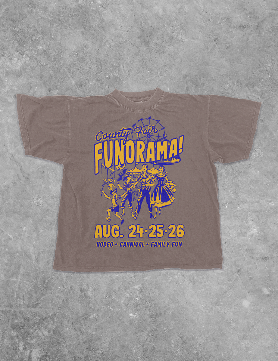 Underground Original Design: County Fair Funorama, Western Boxy Cotton TShirt