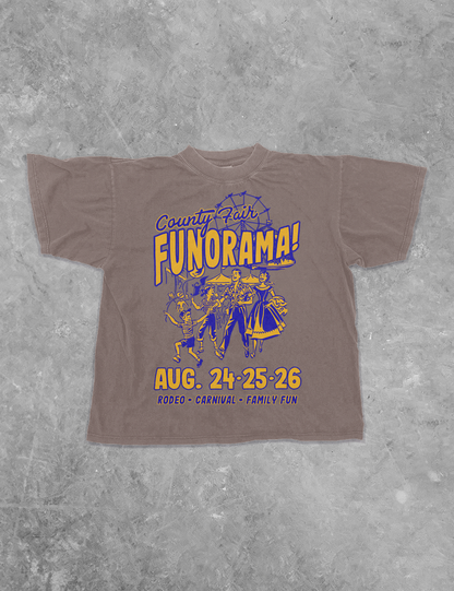 Underground Original Design: County Fair Funorama, Western Boxy Cotton TShirt