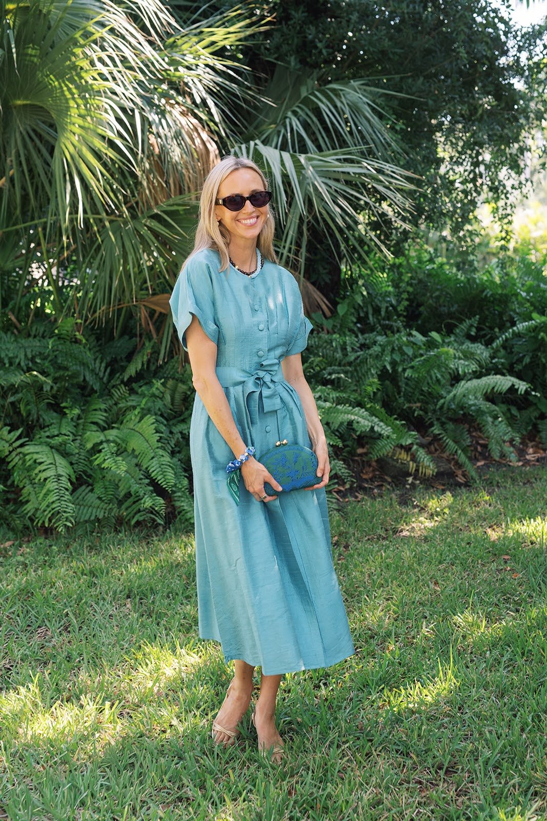 Garden Party- Green Combo- Embroidered Clutch