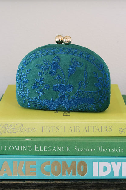 Garden Party- Green Combo- Embroidered Clutch