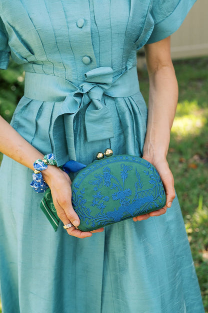 Garden Party- Green Combo- Embroidered Clutch