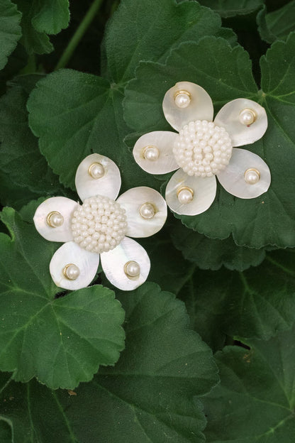 Greer - Mother Of Pearl Stud Flower Earrings