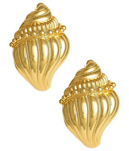 James Conch Shell Earring - 18k Plated Gold - Belle of the Ball Collection