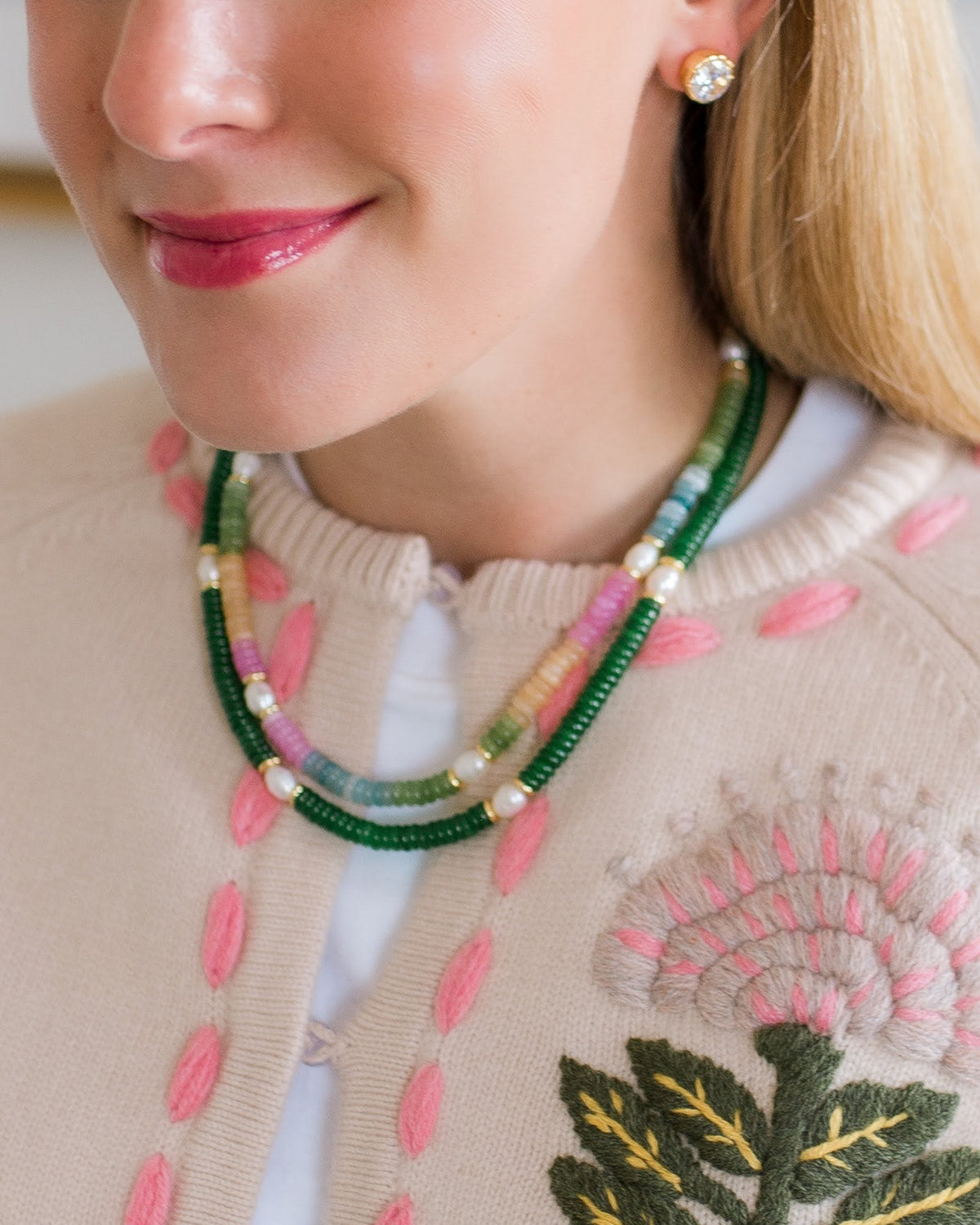 Jenny - Quartz Beaded Necklace with freshwater Pearl