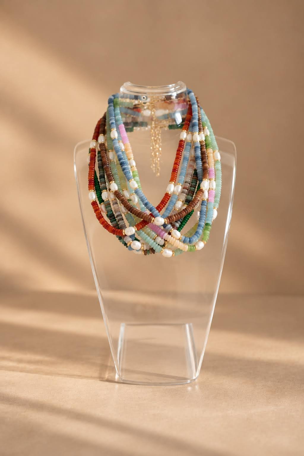 Jenny - Quartz Beaded Necklace with freshwater Pearl