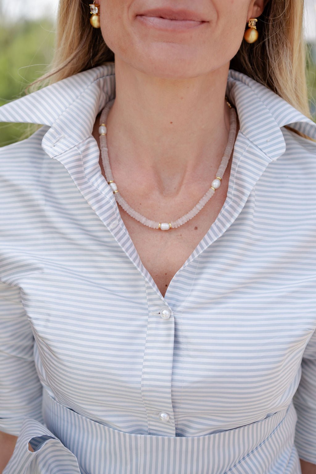 Jenny - Quartz Beaded Necklace with freshwater Pearl