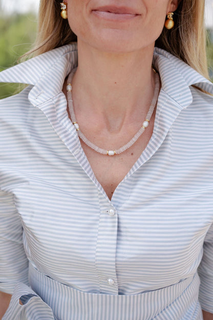 Jenny - Quartz Beaded Necklace with freshwater Pearl