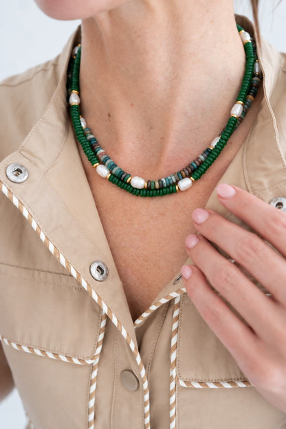Jenny - Quartz Beaded Necklace with freshwater Pearl