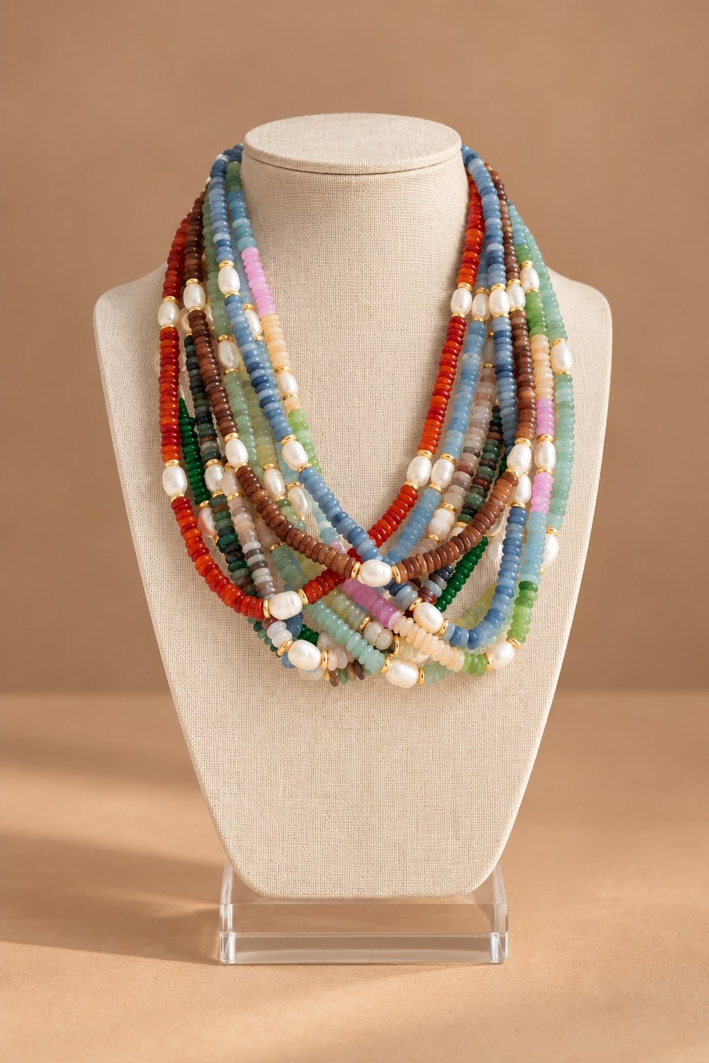 Jenny - Quartz Beaded Necklace with freshwater Pearl