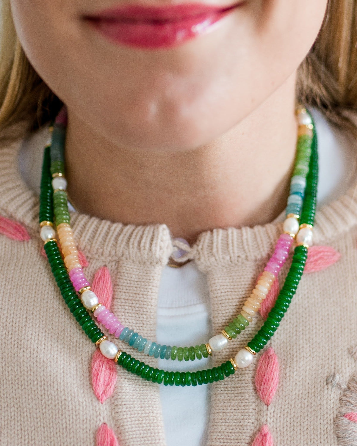 Jenny - Quartz Beaded Necklace with freshwater Pearl
