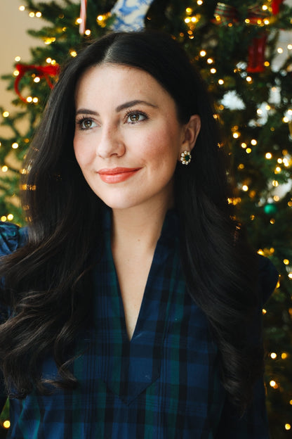 Kelly- Emerald  Stud Earrings- 18k Gold Plated - Belle of the Ball Collection