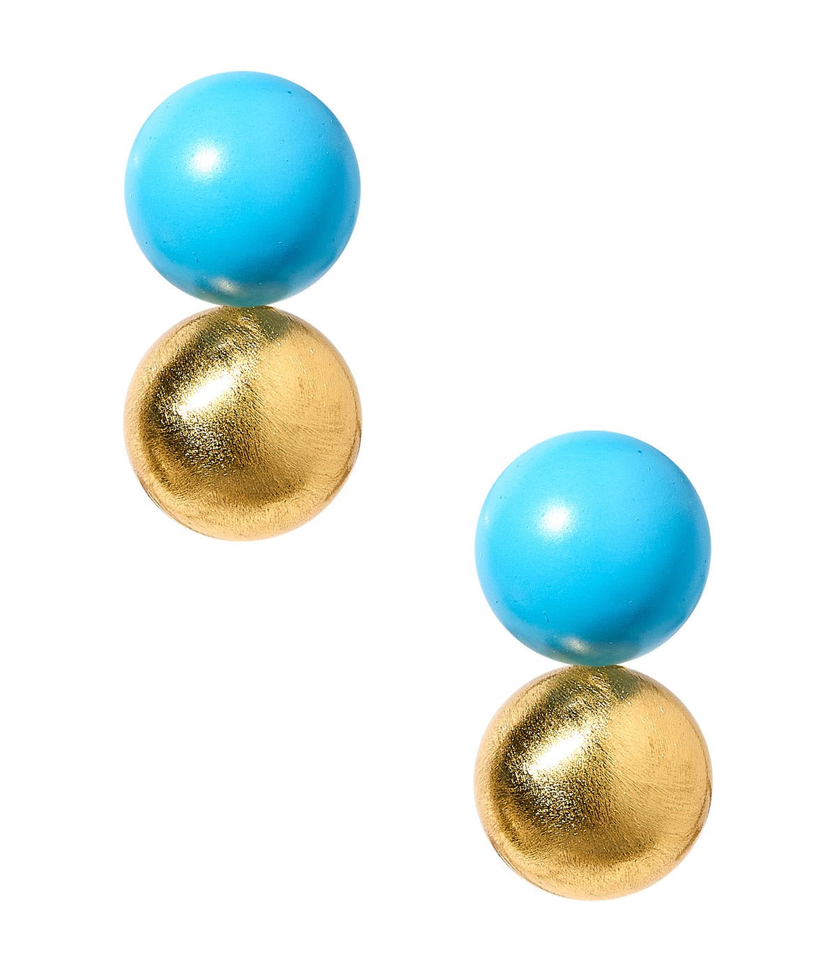Large Belle Stud - Brushed Gold & Turquoise - 18k Gold Plated - Belle of the Ball Collection