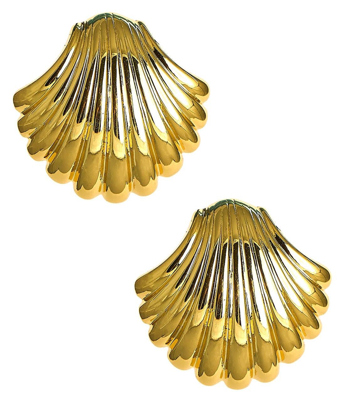 Large Meeghan - Gold Shell Stud - 18k Gold Plated - Meeghan Mullin x Lisi Lerch Collection