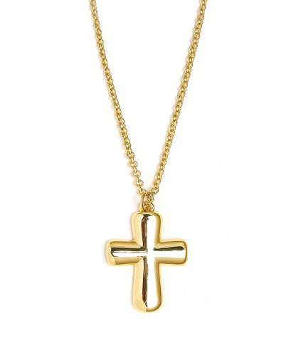 Puffy Cross Necklace with gold chain - 18k Plated Necklace
