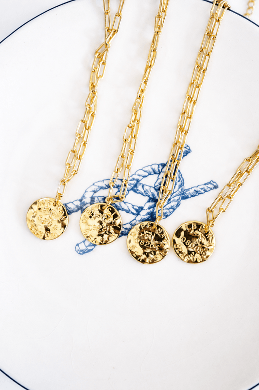 Mini Beach Tag Charm Necklace – 18k Gold Plated