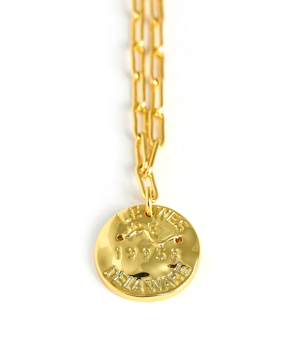 Mini Beach Tag Charm Necklace – 18k Gold Plated