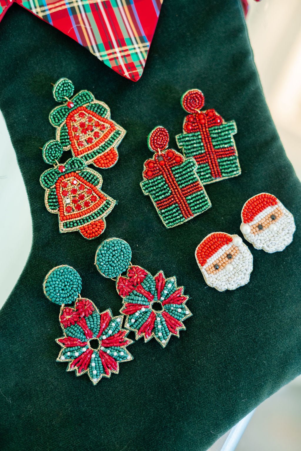 Poinsettia Wreath Earring