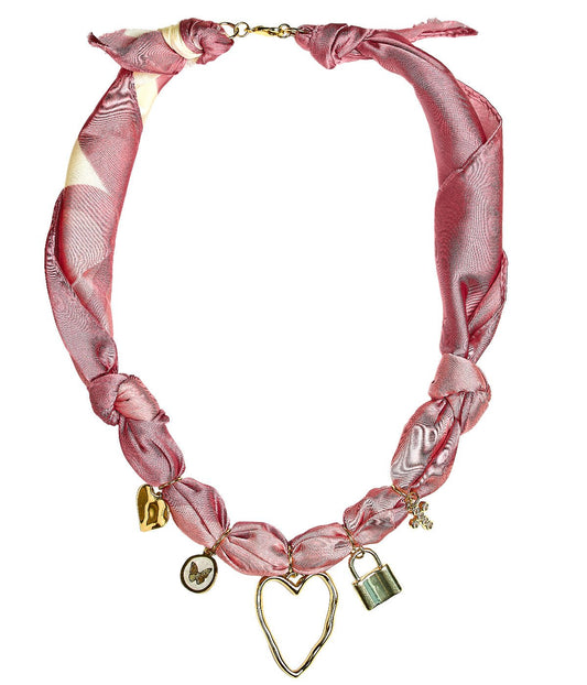 Rosie - Pink Heart - Scarf Necklace