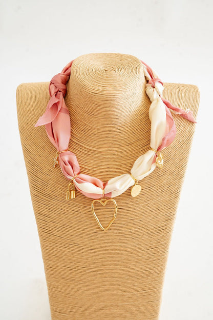 Rosie - Pink Heart - Scarf Necklace