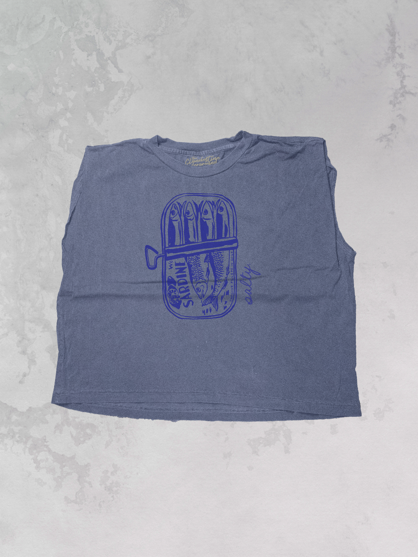 Underground Original Design: Salty Sardines Vintage Cropped Muscle Tank