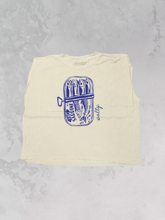 Underground Original Design: Salty Sardines Vintage Cropped Muscle Tank