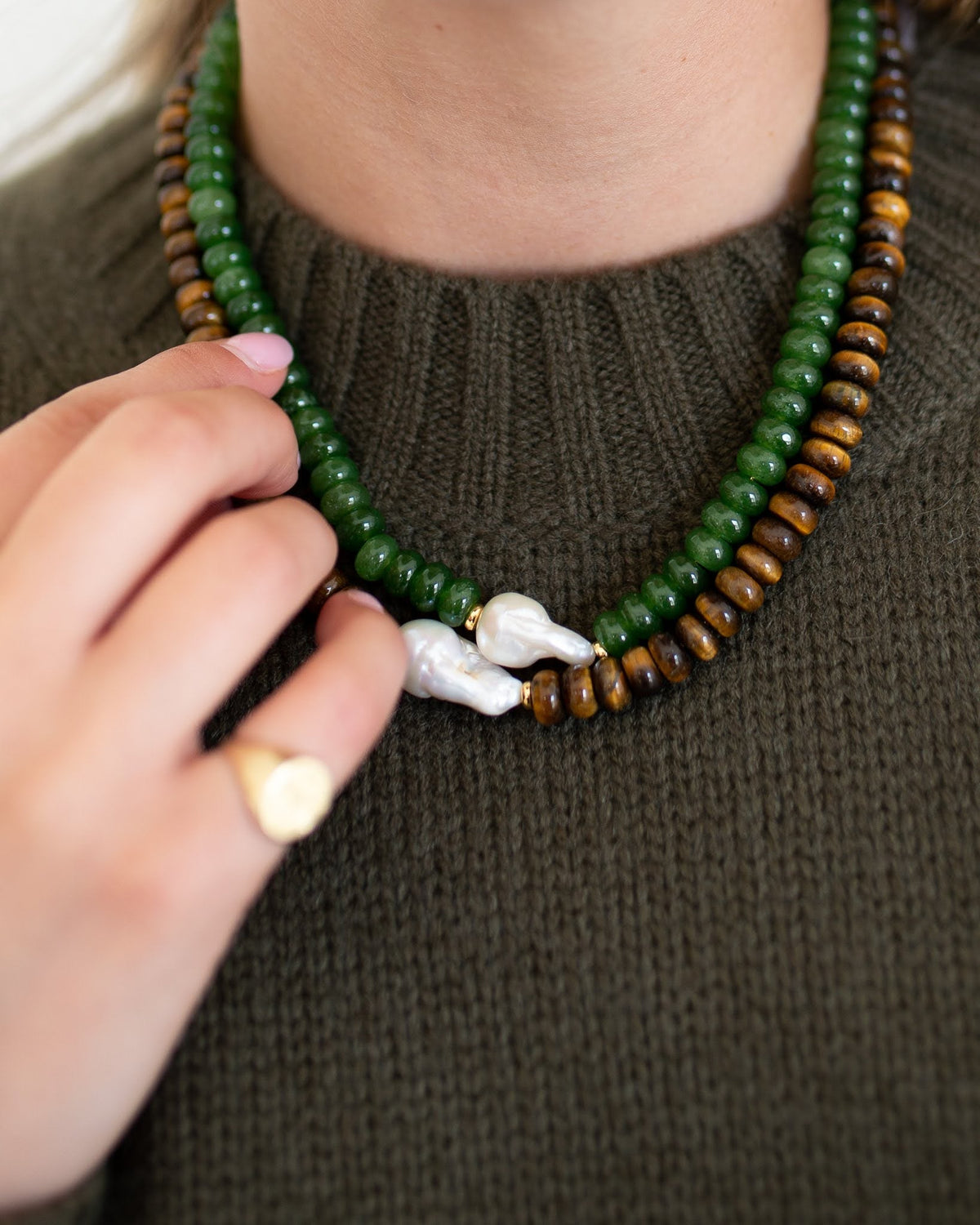 Susie- Quartz Beaded Necklace with freshwater Pearl