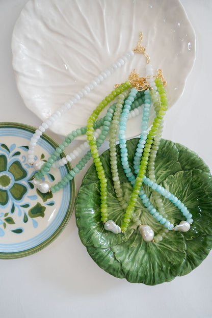 Susie- Quartz Beaded Necklace with freshwater Pearl