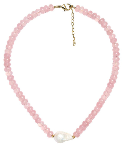 Susie- Quartz Beaded Necklace with freshwater Pearl